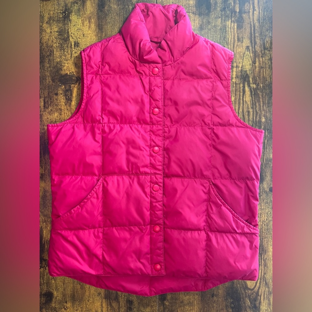 Lands'end Women's Pink Snap Up Goose Down Quilted Puffer Vest Small  S 8-10